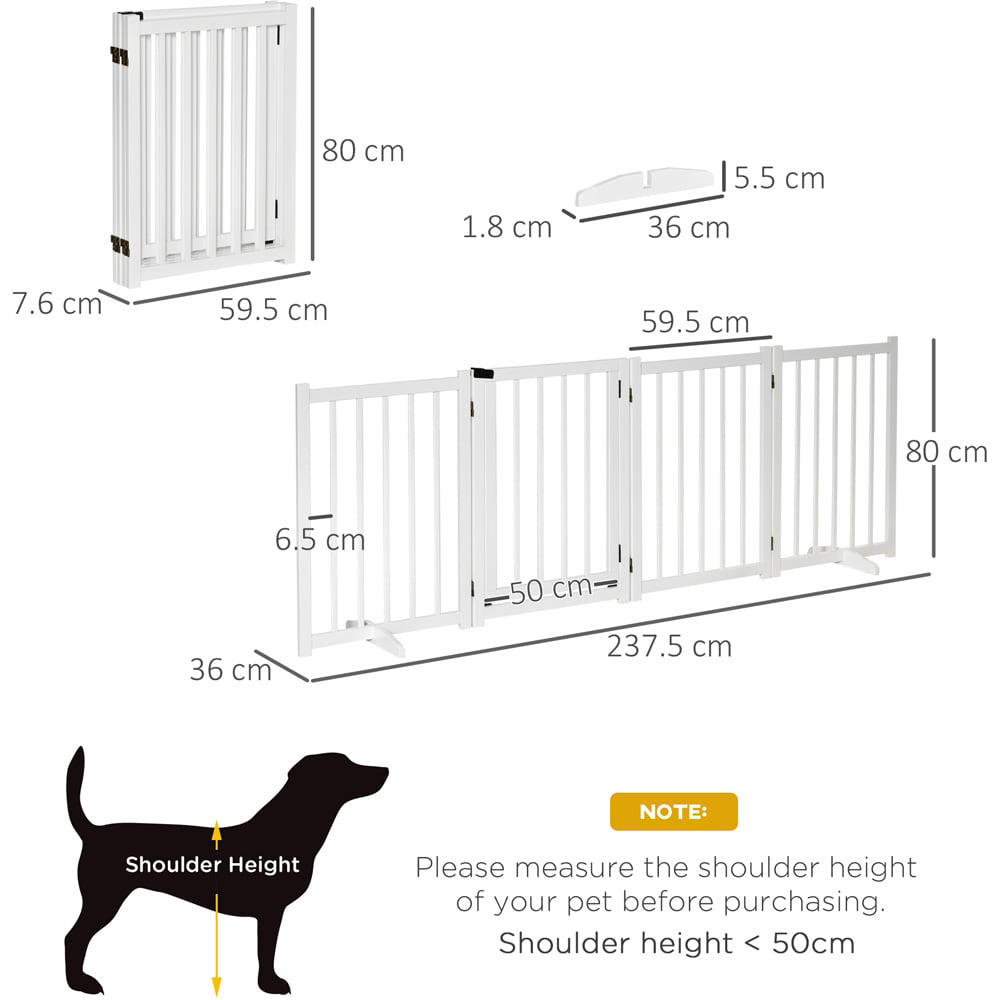 PawHut White 4 Panel Wooden Freestanding Pet Safety Gate Image 7