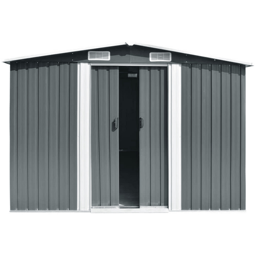 Living and Home 6.6 x 12.3 x 10.2ft Grey Peaked Steel Tool Storage Shed Image 3