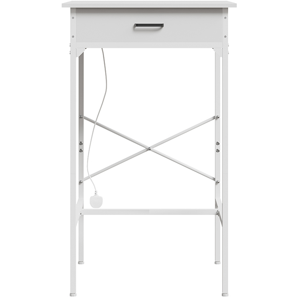 Living and Home Single Drawer White Bar Table with Built-In Charging Station Image 3