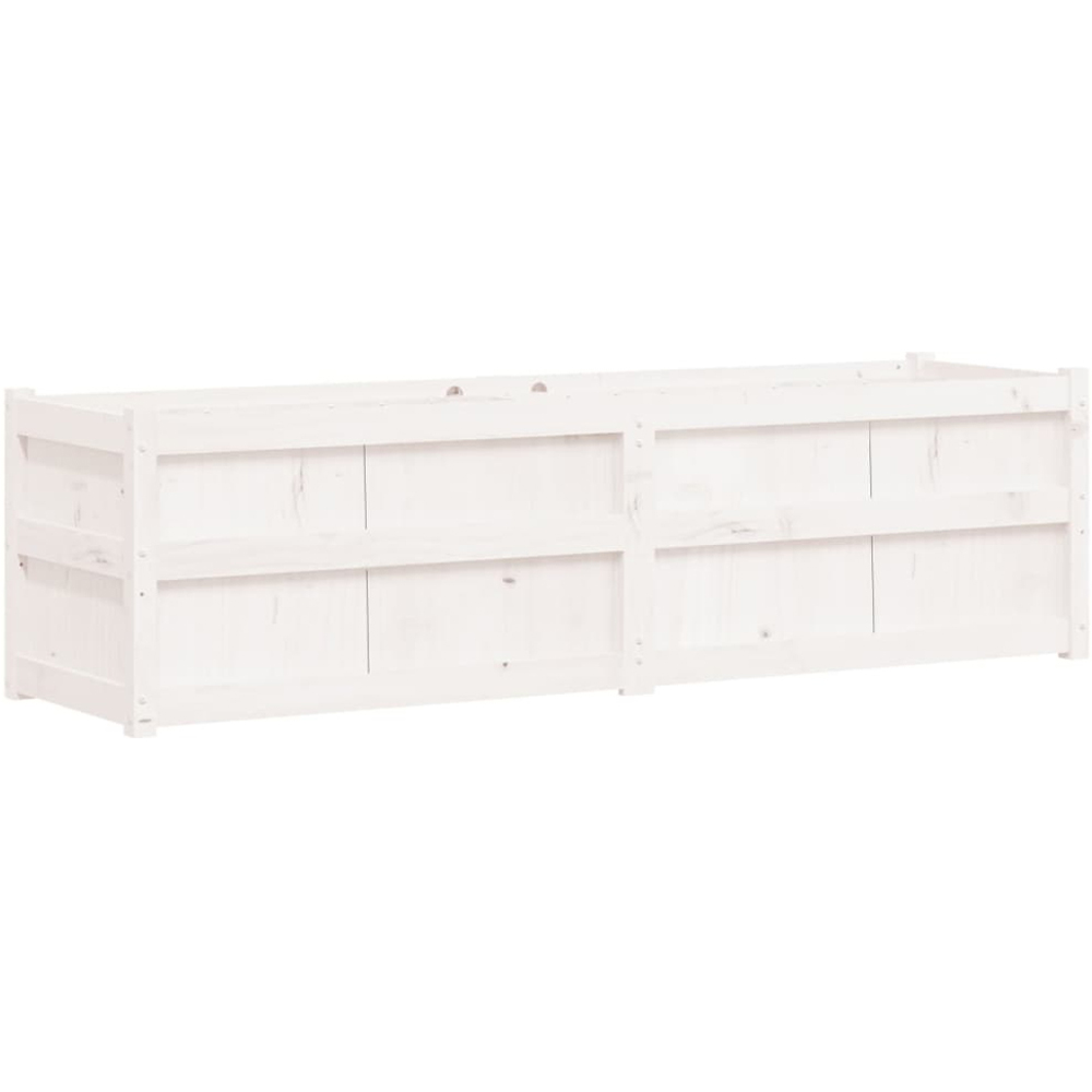 vidaXL White Solid Pine Wood Raised Garden Planter 180 x 50 x 50cm Image 1