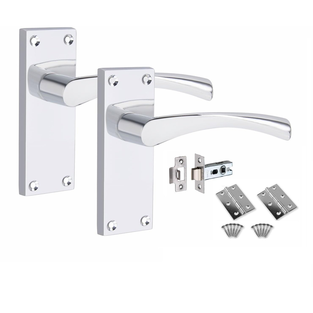 Golden Grace Polished Chrome Victorian Scroll Astrid Latch Door Handle with Hinge 5 Pack 120 x 40mm Image 2