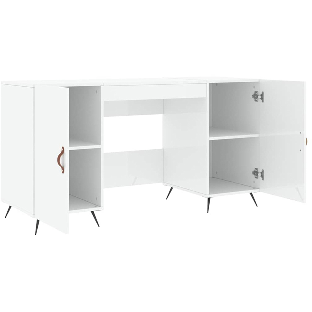vidaXL 2 Door Computer Desk High Gloss White Image 5