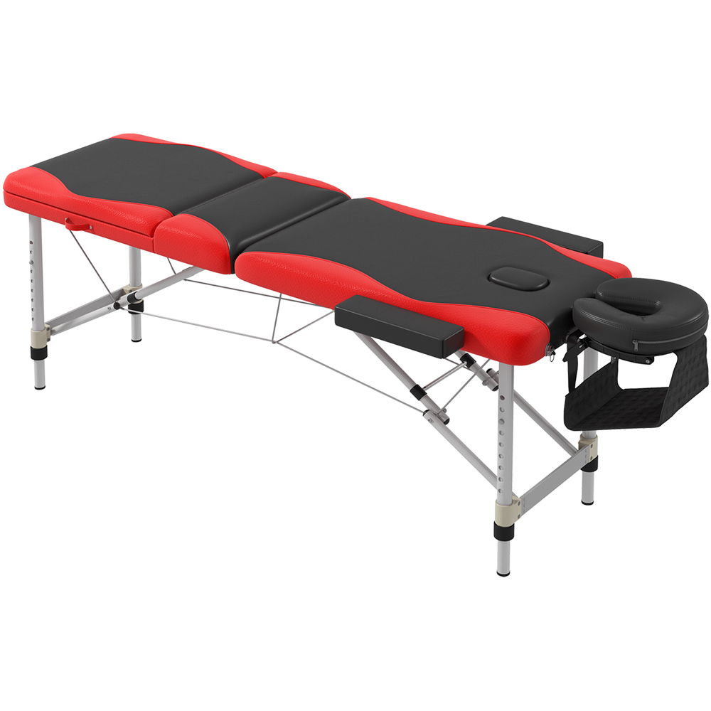 Portland Black and Red Foldable Aluminium Massage Table Image 2