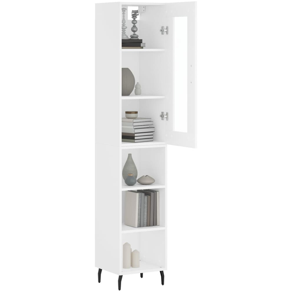 vidaXL Single Door 6 Shelf White Highboard Image 3