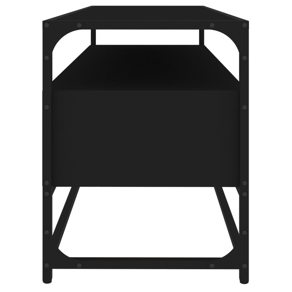 vidaXL 2 Drawer Single Shelf Black TV Cabinet Image 5