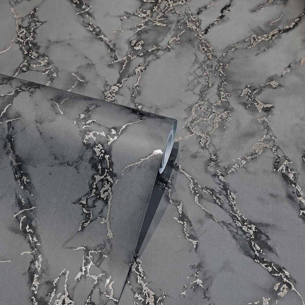 Arthouse Carrara Marble Charcoal Wallpaper Image 2