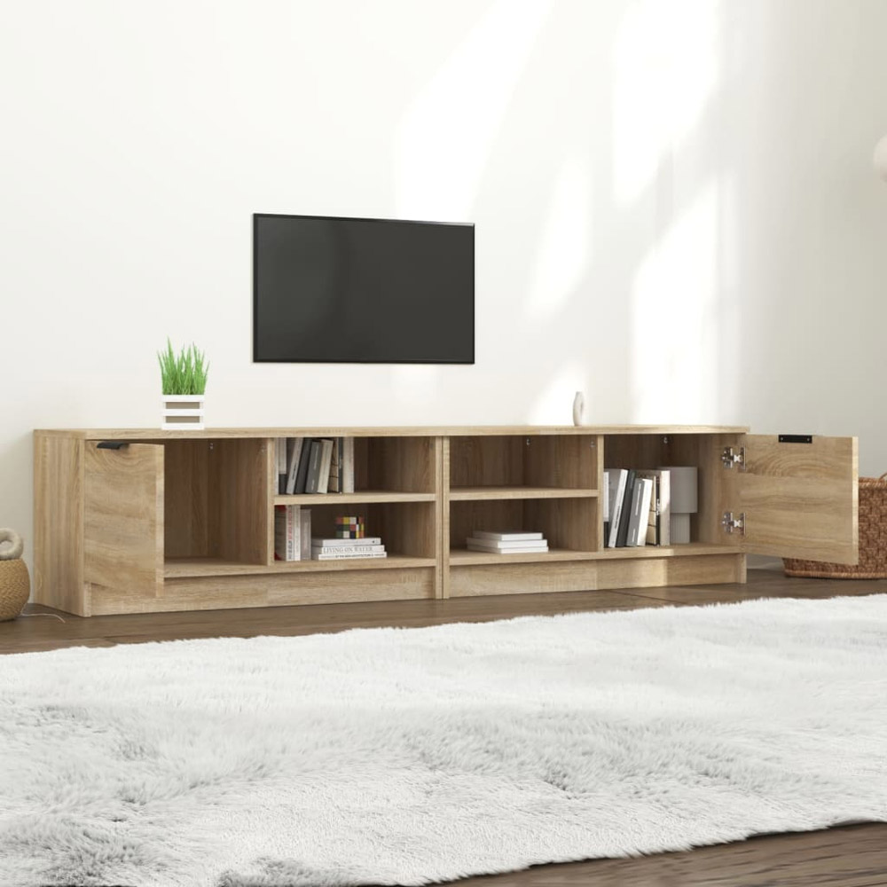 vidaXL 2 Door 2 Open Shelf Sonoma Oak TV Cabinet Set of 2 Image 3