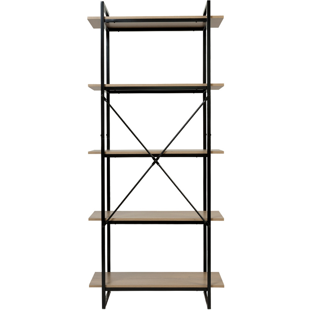 H&O Direct 5 Shelf Wood and Metal Industrial Bookshelf Image 5