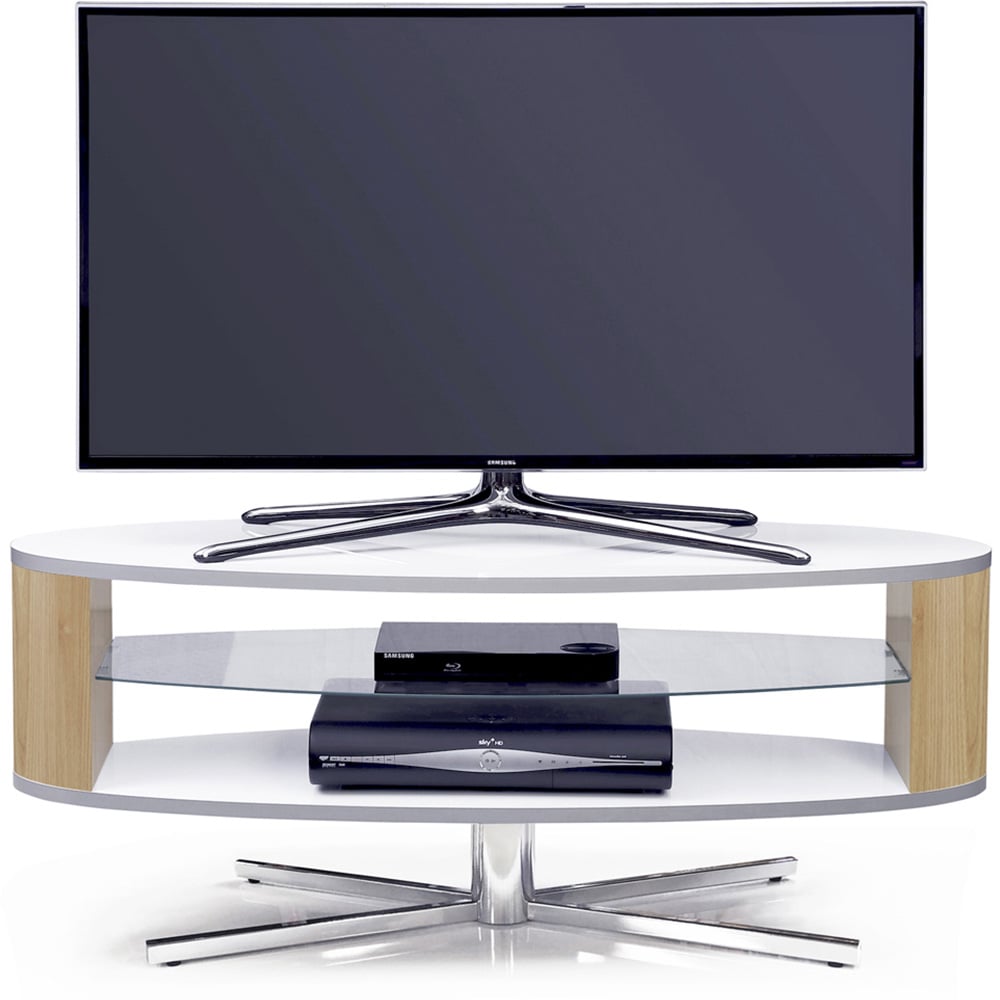 MDA Designs Orbit 2 Shelf White and Oak TV Cabinet Image 5