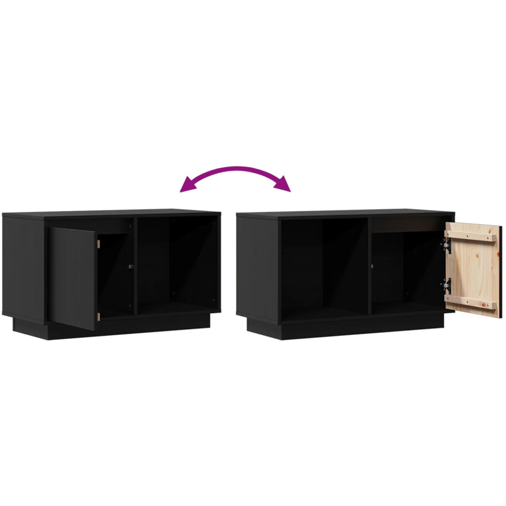 vidaXL Single Door Single Shelf Black Solid Pine Wood TV Cabinet Image 8