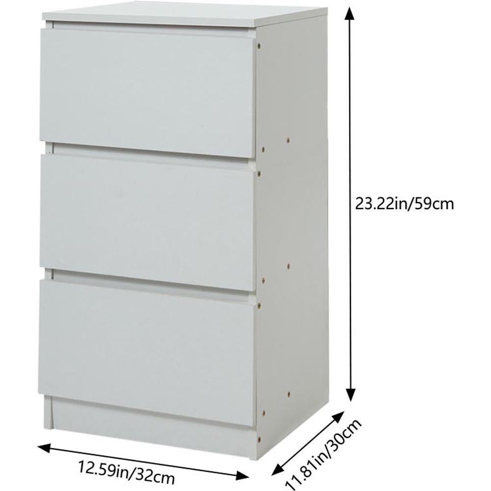 Living and Home 3 Drawer Warm White Bedside Table Image 9