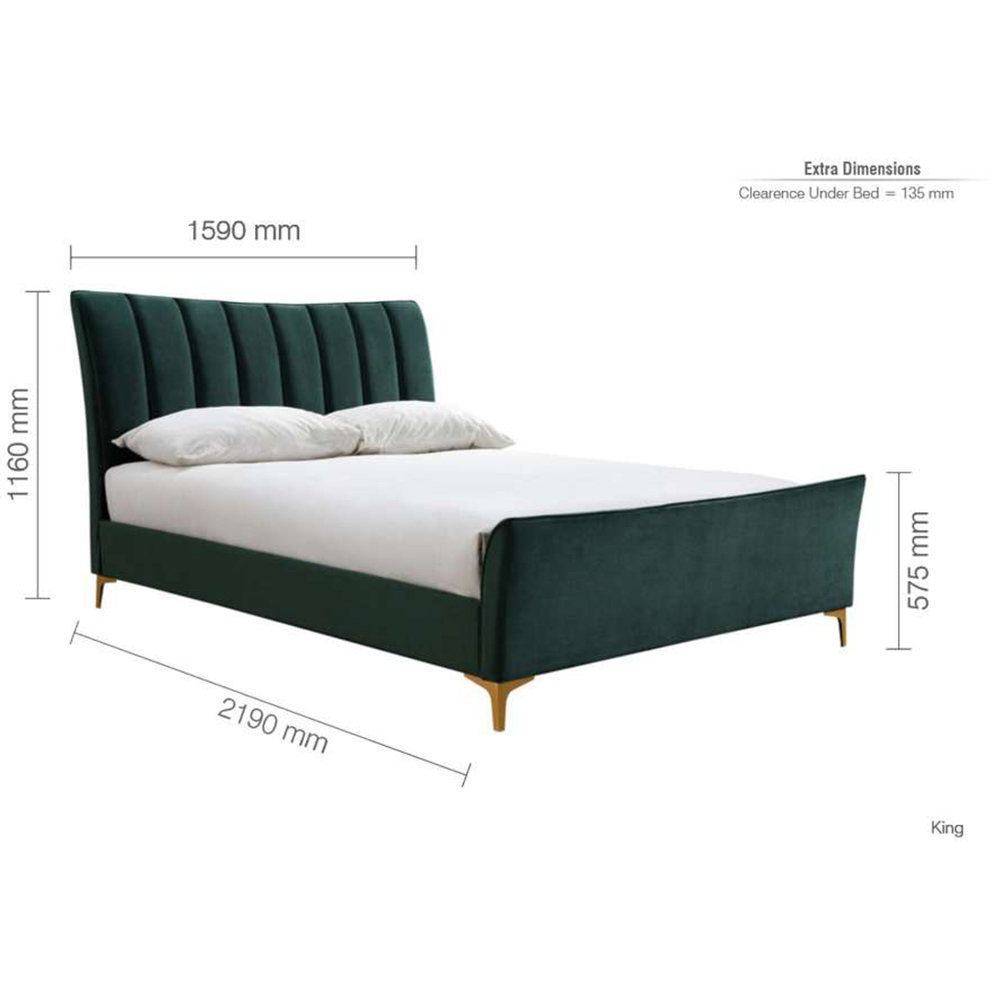 Clover King Size Green Velvet Bed Image 9
