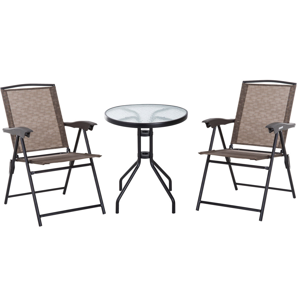 Outsunny 2 Seater Foldable Bistro Set Brown Image 2