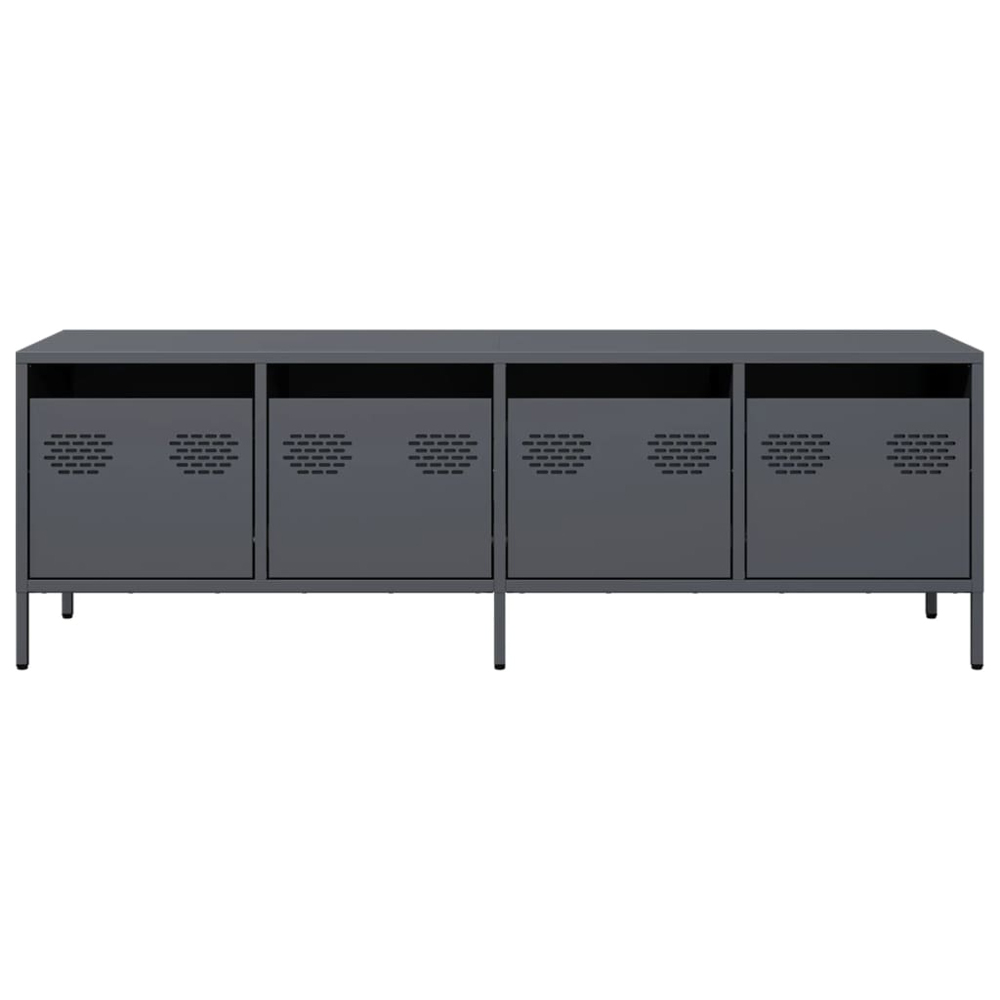 vidaXL 4 Drawer Anthracite Cold-Rolled Steel TV Cabinet Image 4
