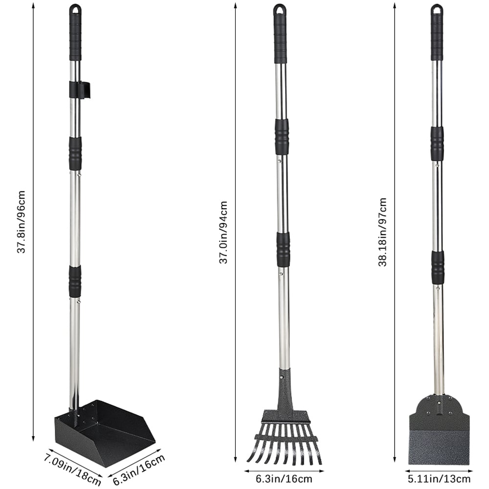 H&O Direct 3 Piece Metal Pet Poop Scoop Set Image 6