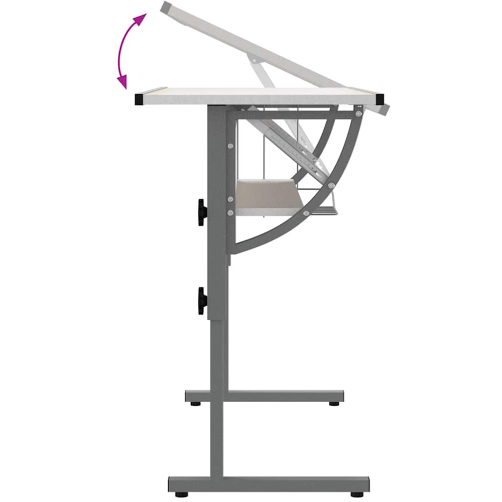 vidaXL Single Shelf Craft Desk with Magazine Rack White and Grey Image 4