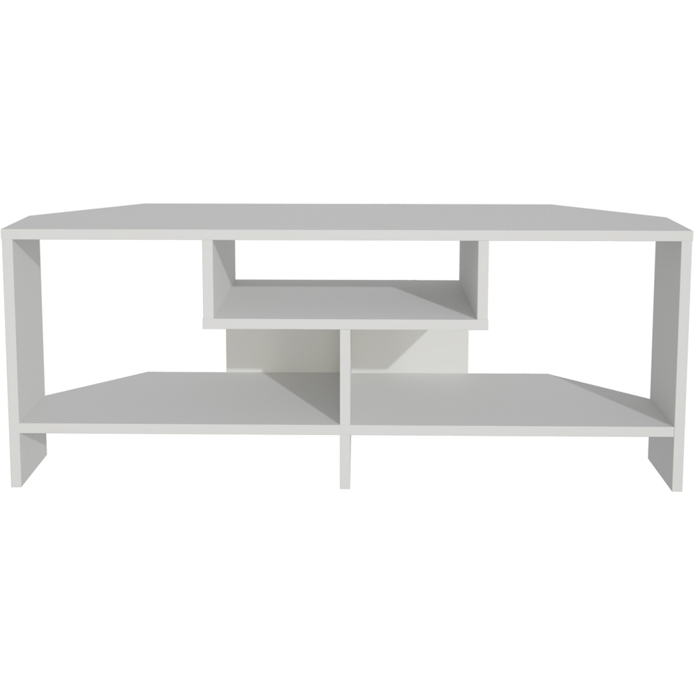 Decorotika Maldives 3 Shelf White Corner TV Unit Image 2