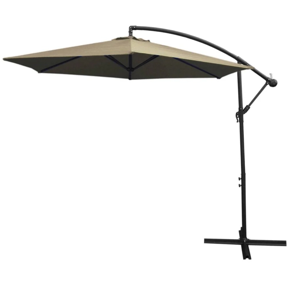 MonsterShop Beige Cantilever Parasol with Square Base 3m Image 1
