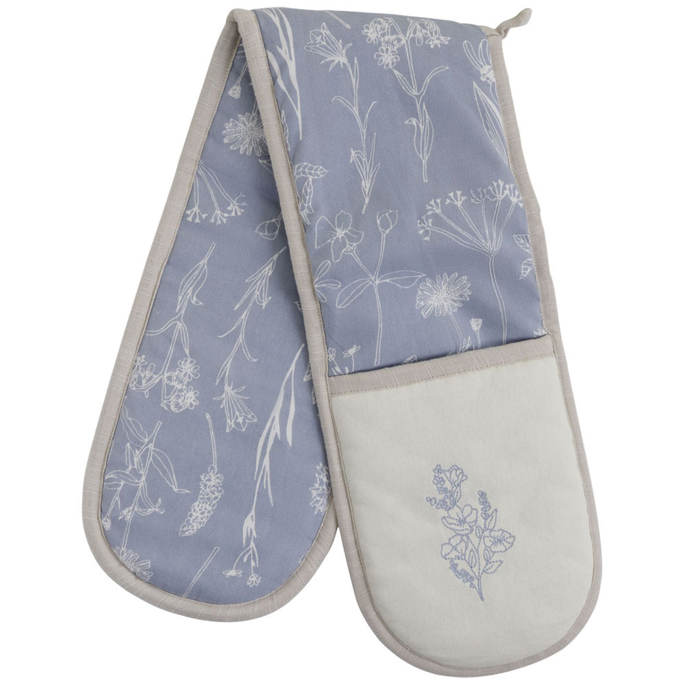 Wilko Blue Floral Double Oven Glove Image 1