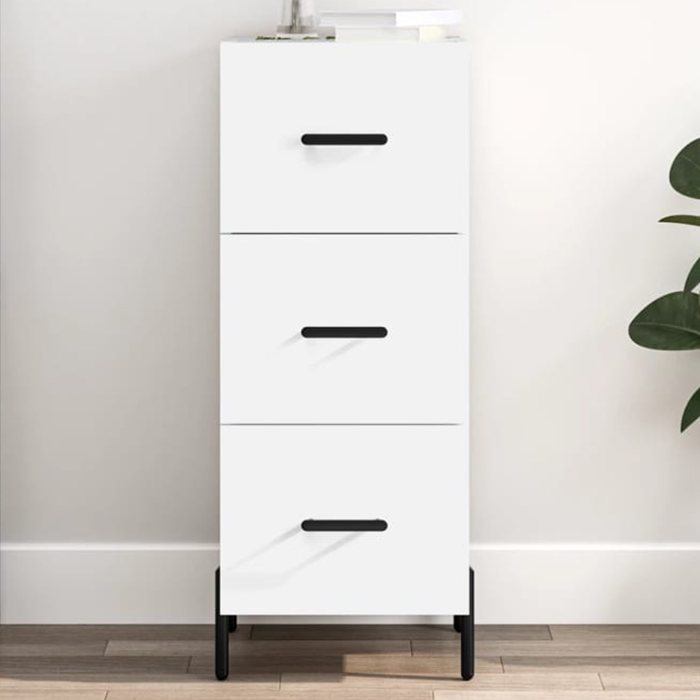 vidaXL 3 Drawer White Sideboard Image 1