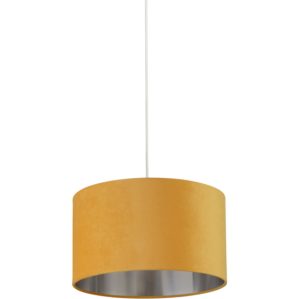 Lighting Collection Ochre Silver Inner Velvet Drum Shade 35cm Image 1