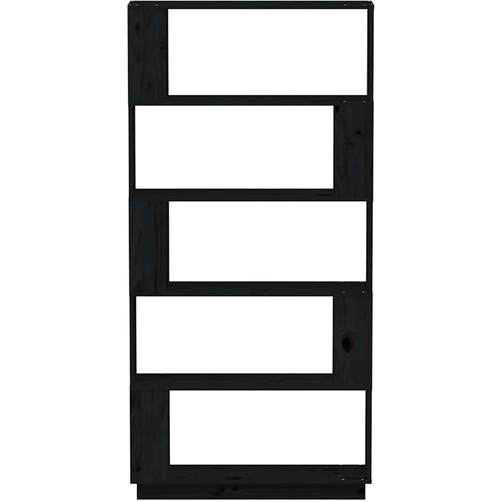 vidaXL 5 Shelf Black Solid Pine Wood Bookcase Image 3