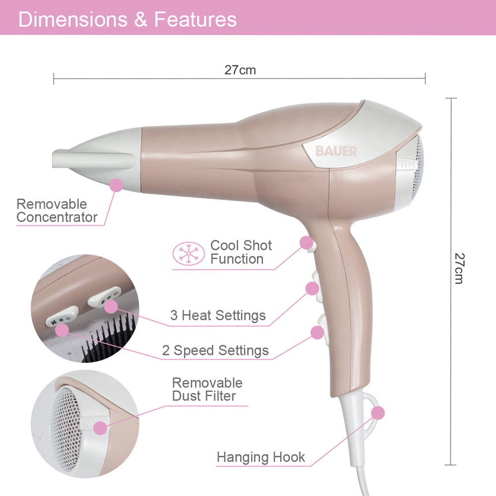 Bauer Professional Ionic Hairdryer Image 7