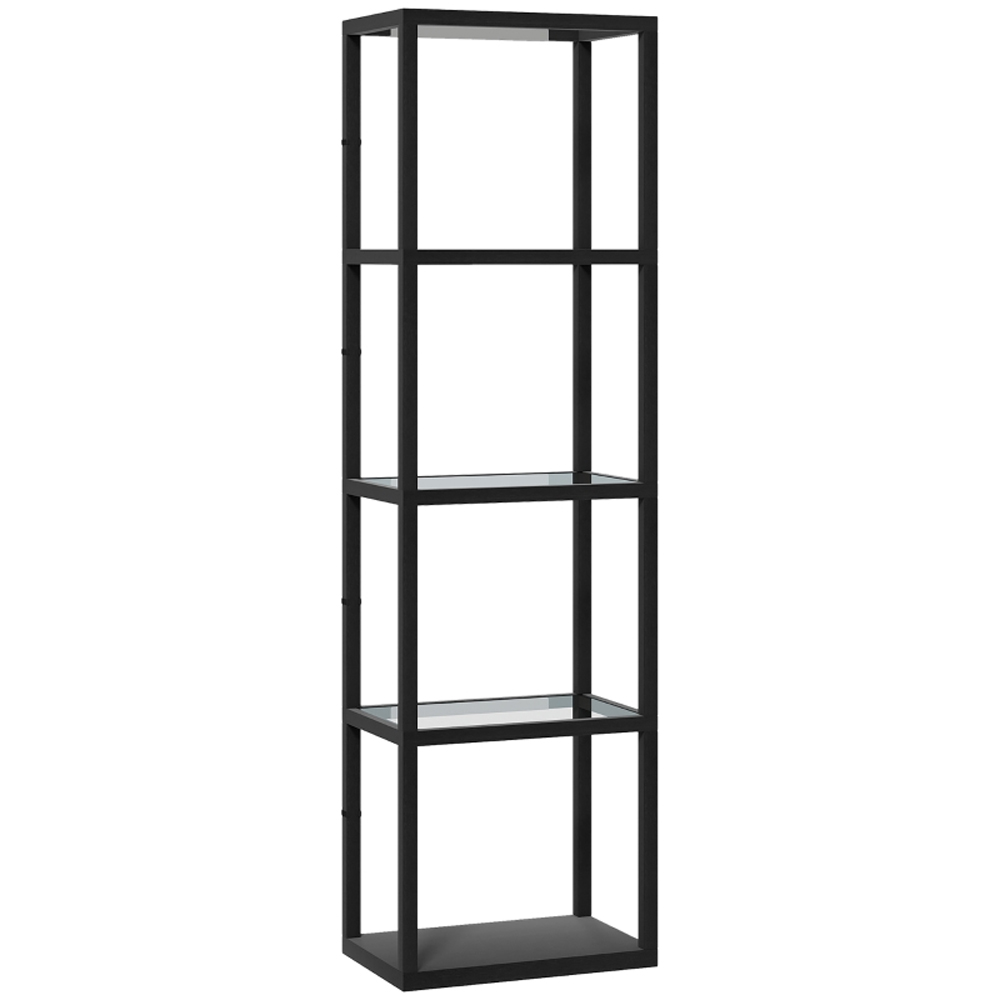 HOMCOM 4 Shelf Black Glass Dimmable LED Floor Lamp Image 1