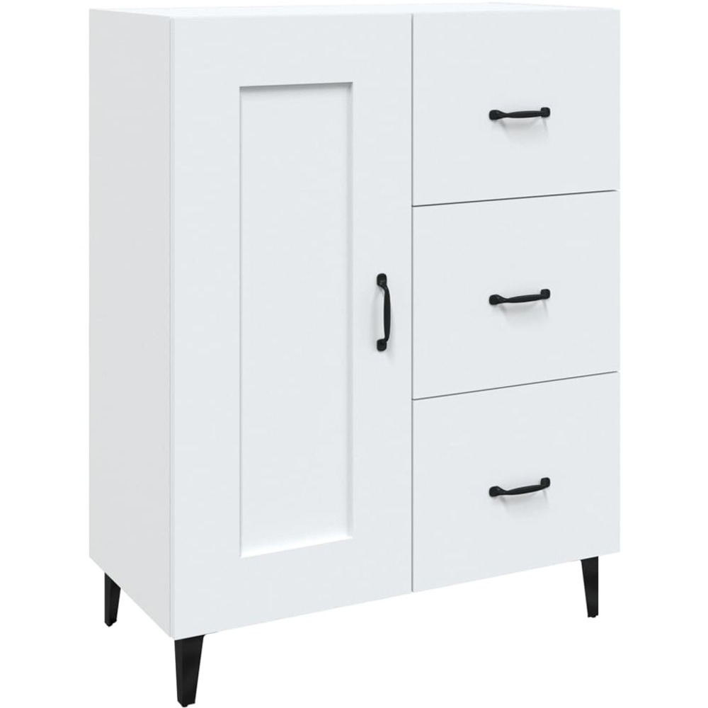 vidaXL Single Door 3 Drawer White Sideboard Image 2