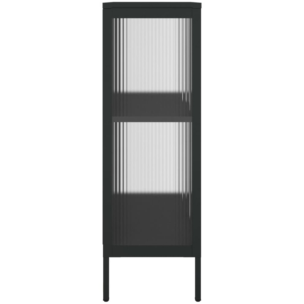 vidaXL 2 Glass Door 2 Shelf Black Wooden Sideboard Image 7