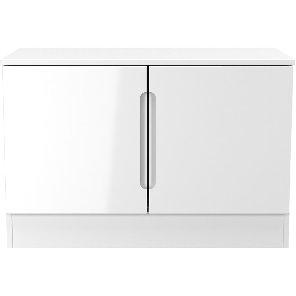 Crowndale Milan 2 Door White Gloss and White Compact Storage Unit Ready Assembled Image 2