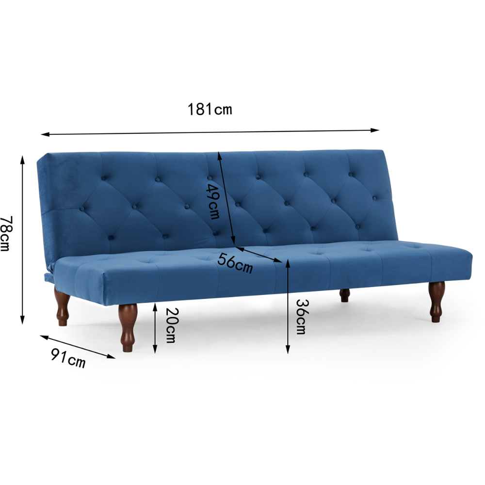 Home Detail Newell Small Double Sleeper Blue Velvet Sofa Bed Image 7