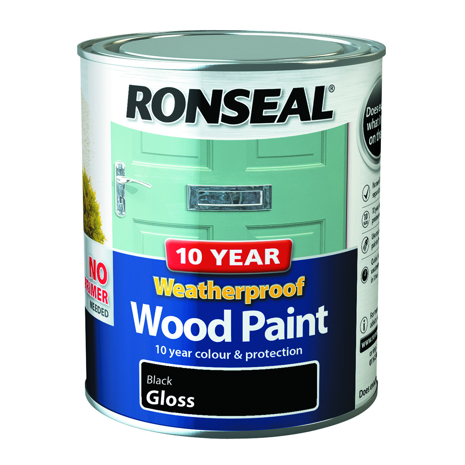 Ronseal 10 Year Weatherproof Wood Colour Protection Paint - Black Image