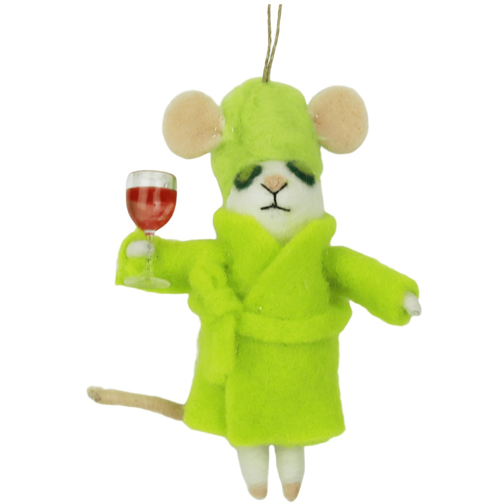 Wool Spa Mouse Hanging Decoration Green Image 1