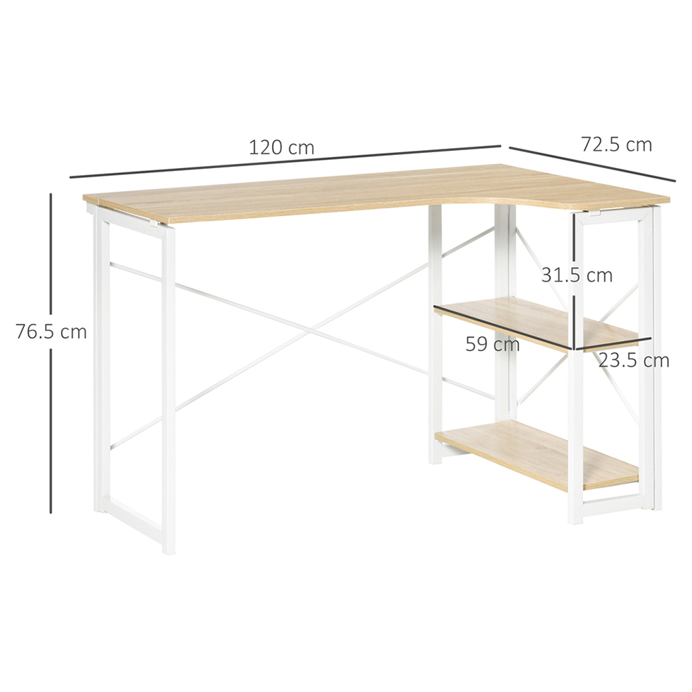 Portland L-Shaped Folding Corner Desk Oak Finish Image 8