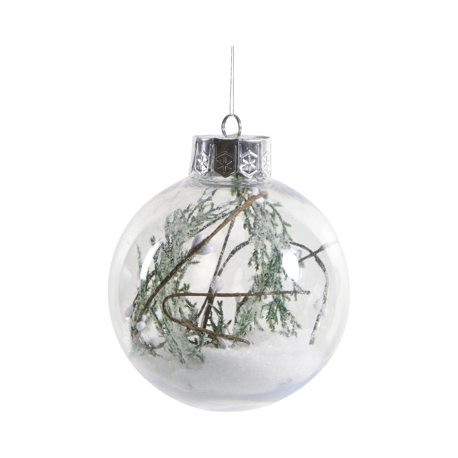 Set of 6 Mistletoe Cottage Baubles Green and Clear Image 3