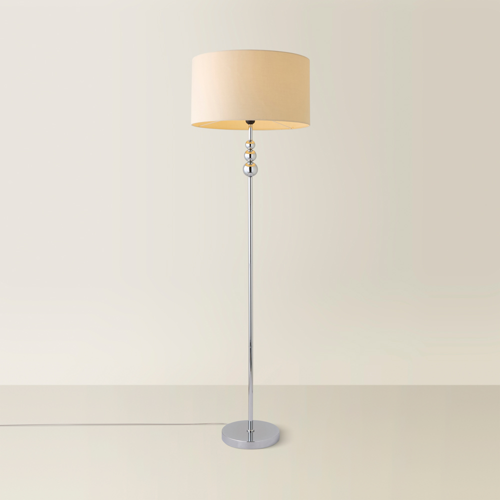 ValueLights Marissa Reni Cream Shade and Chrome Ball LED Floor Lamp Image 5