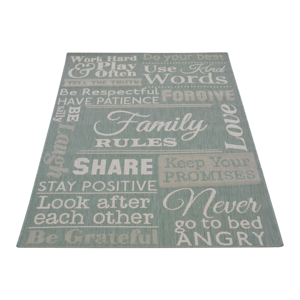 Textiles County Words Rug Duck Egg 120 x 170cm Image 1