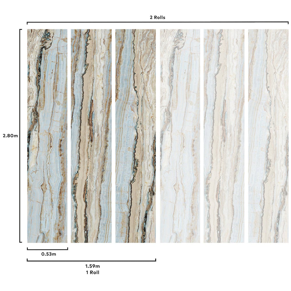 Grandeco Vertical Marble Blue 3 Lane Wall Mural Image 5