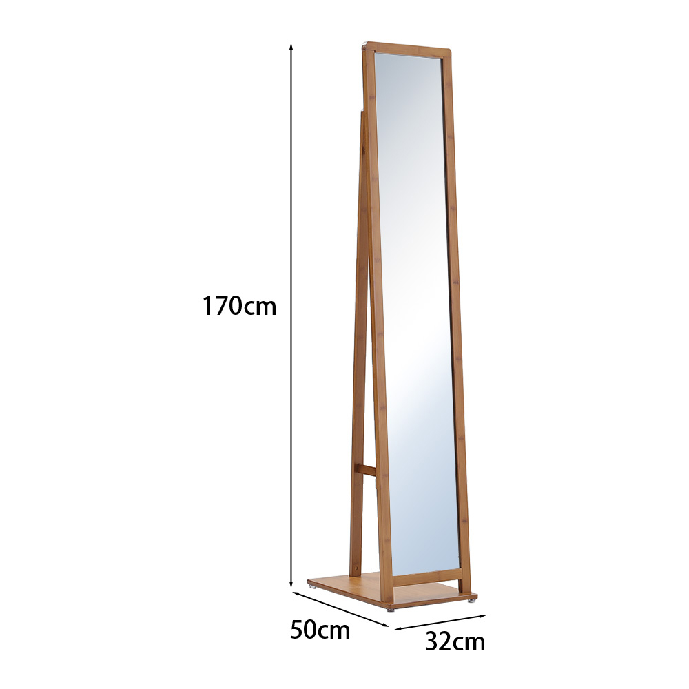 Living And Home Free Standing Full Length Mirror with Clothes Rack, Burlywood Image 7