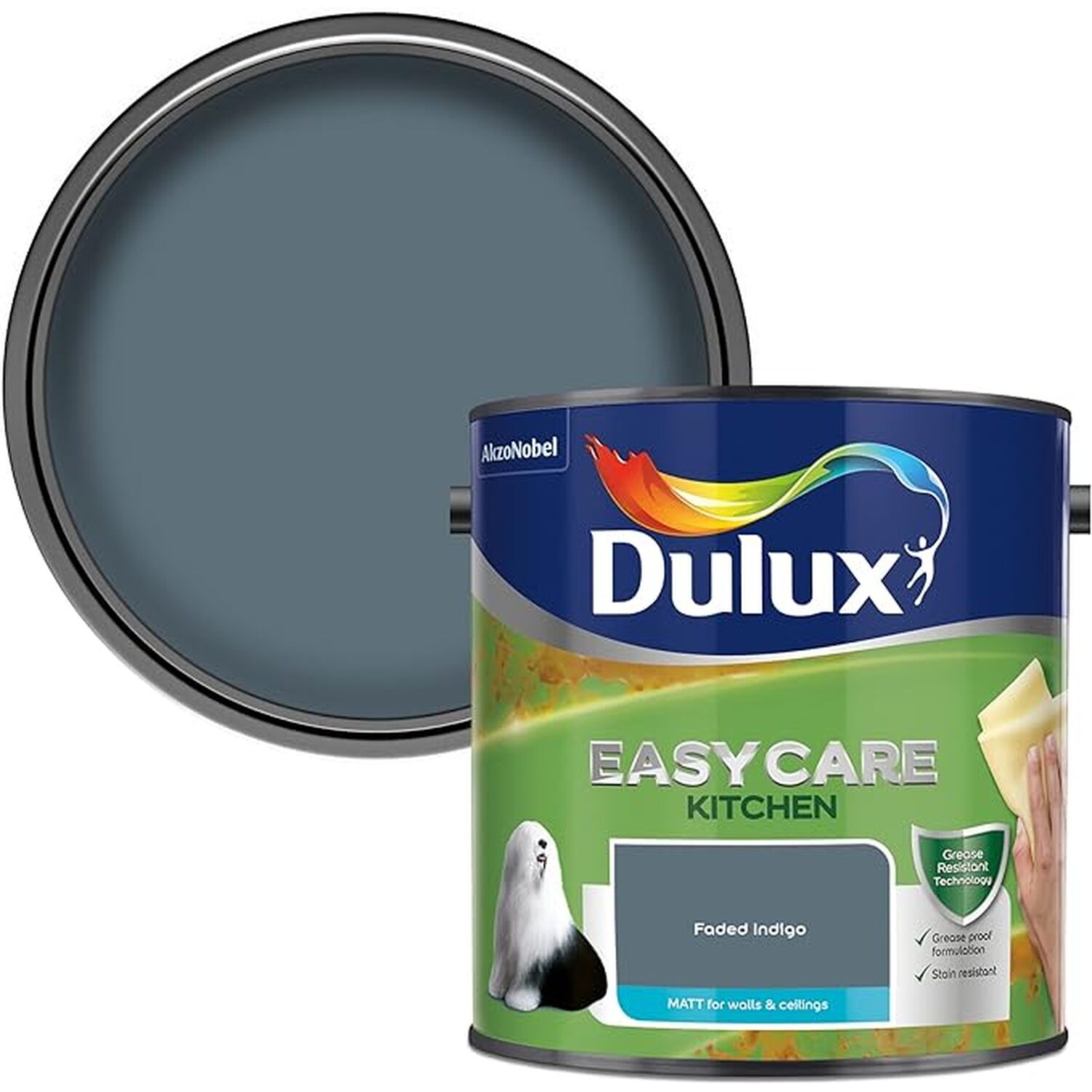 Dulux Easycare Kitchen Faded Indigo Matt Emulsion Paint 2.5L Image 1