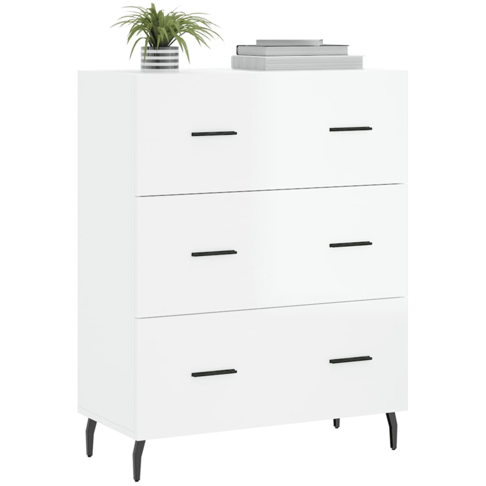 vidaXL 3 Drawer High Gloss White Sideboard Image 3