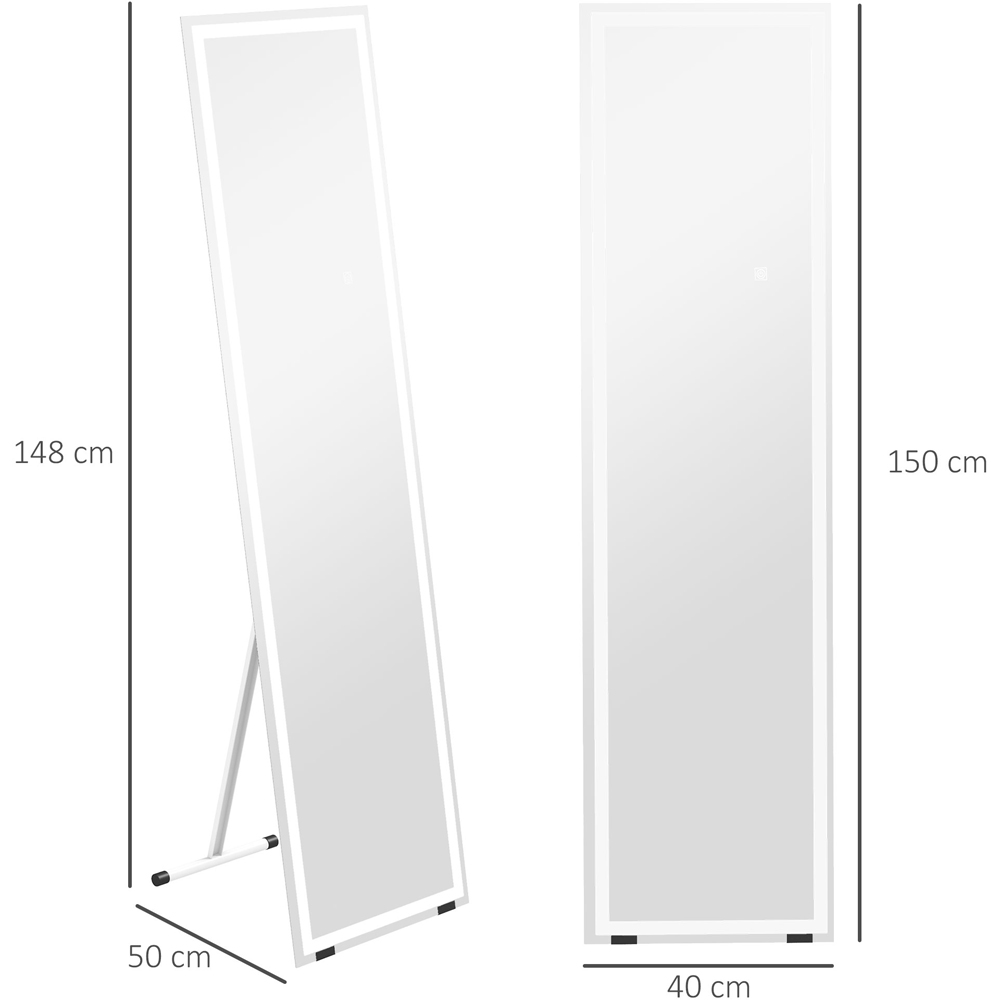 Portland White LED Standing Full Length Mirror 150 x 40cm 32W Image 9