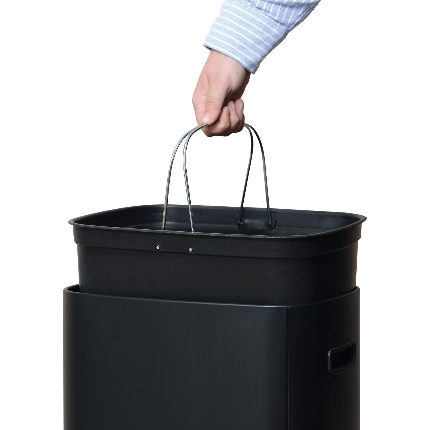 Kitchen Master Matt Black Rectangular Push Bar Bin 40L Image 6