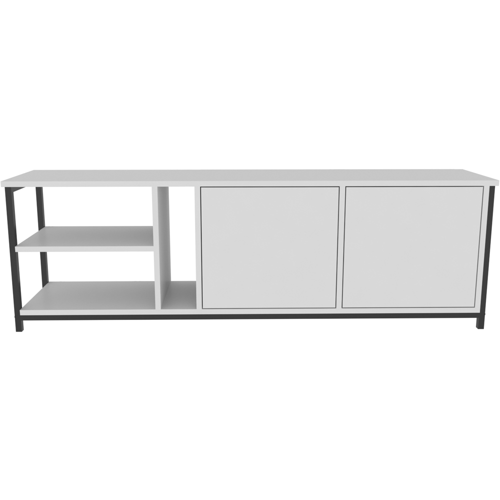 Decorotika Primrose 2 Door 3 Shelf Black and White TV Stand for 72 inch TV Image 3