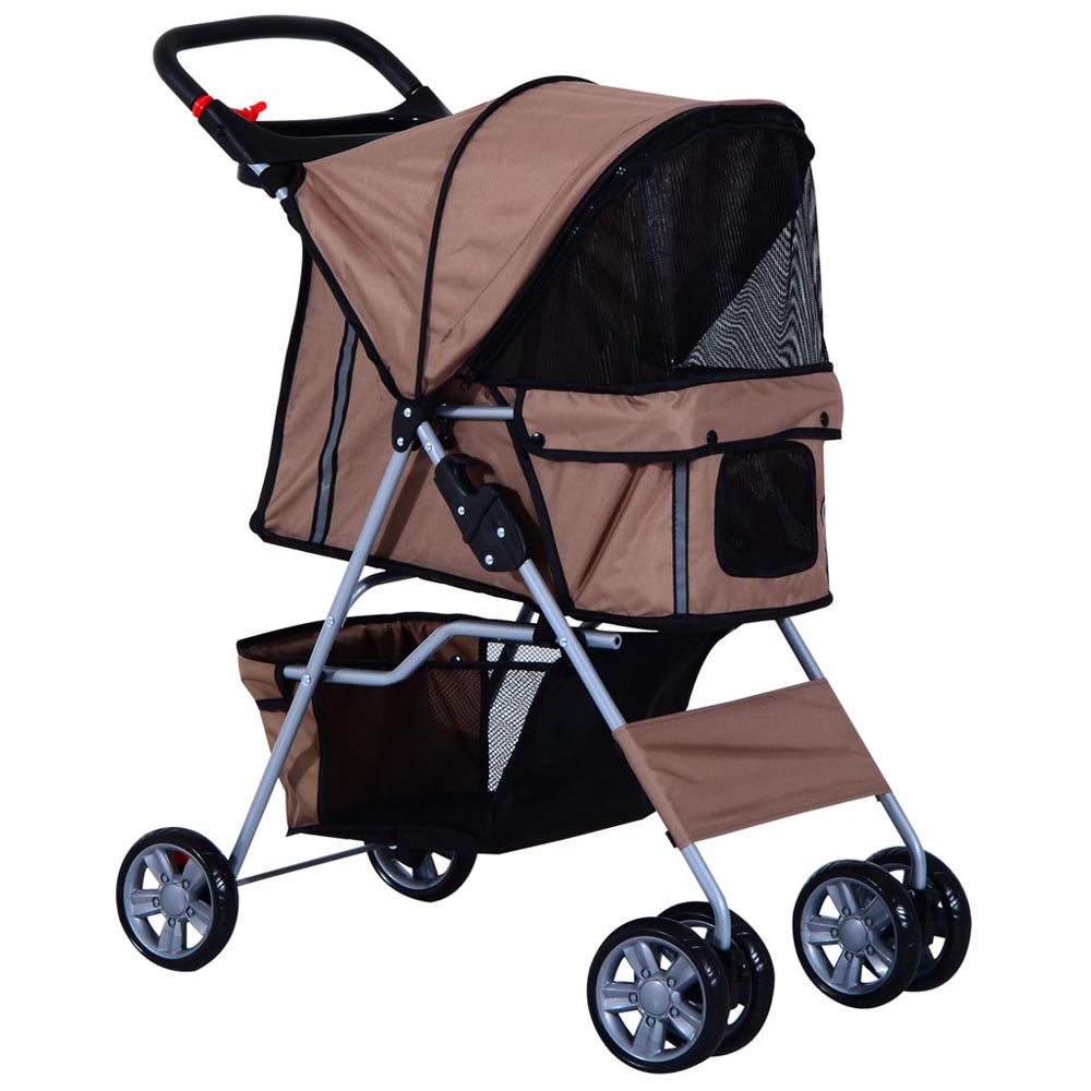 PawHut Pet Stroller Brown Image 1