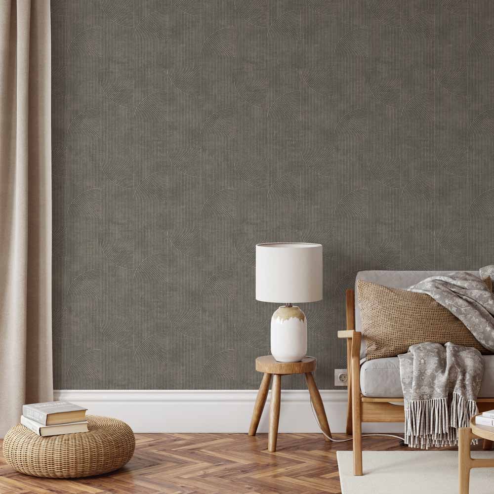 Muriva Ellipse Geo Charcoal Wallpaper Image 4