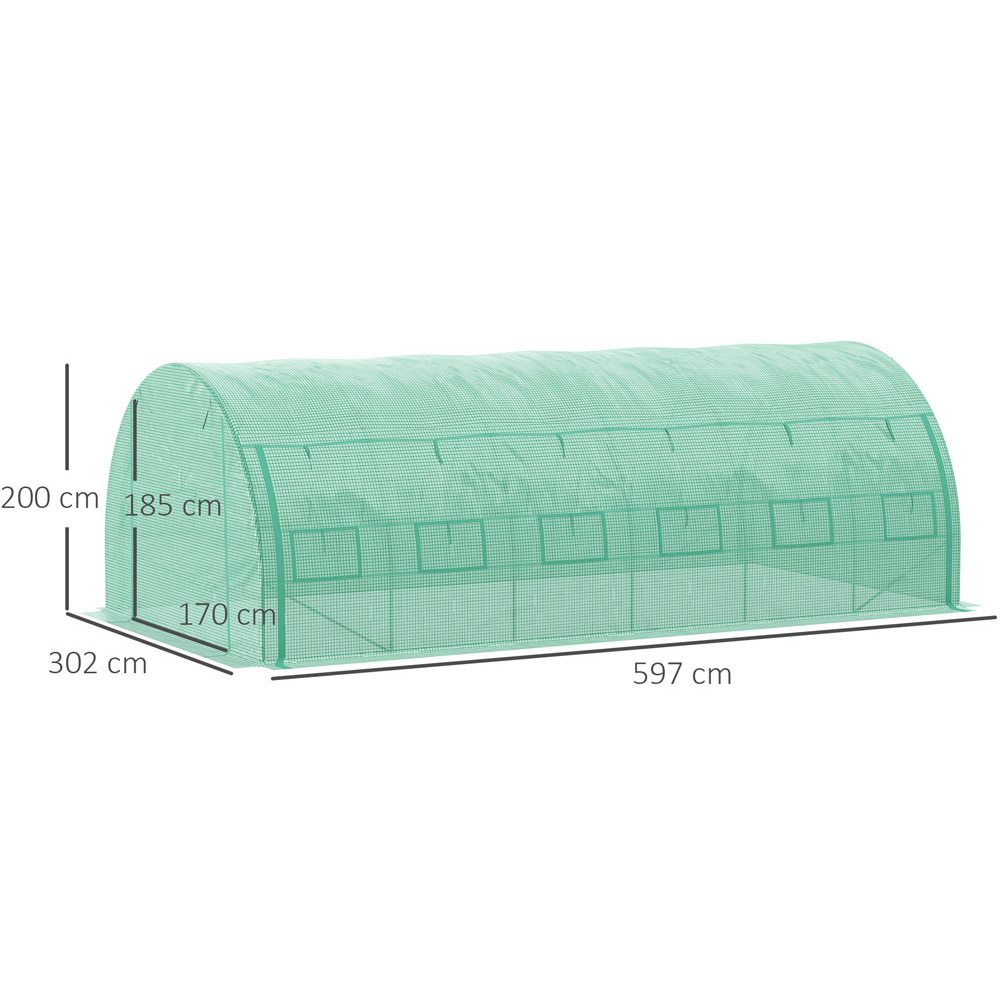Outsunny Green Plastic 10 x 19.6ft Polytunnel Greenhouse Image 7