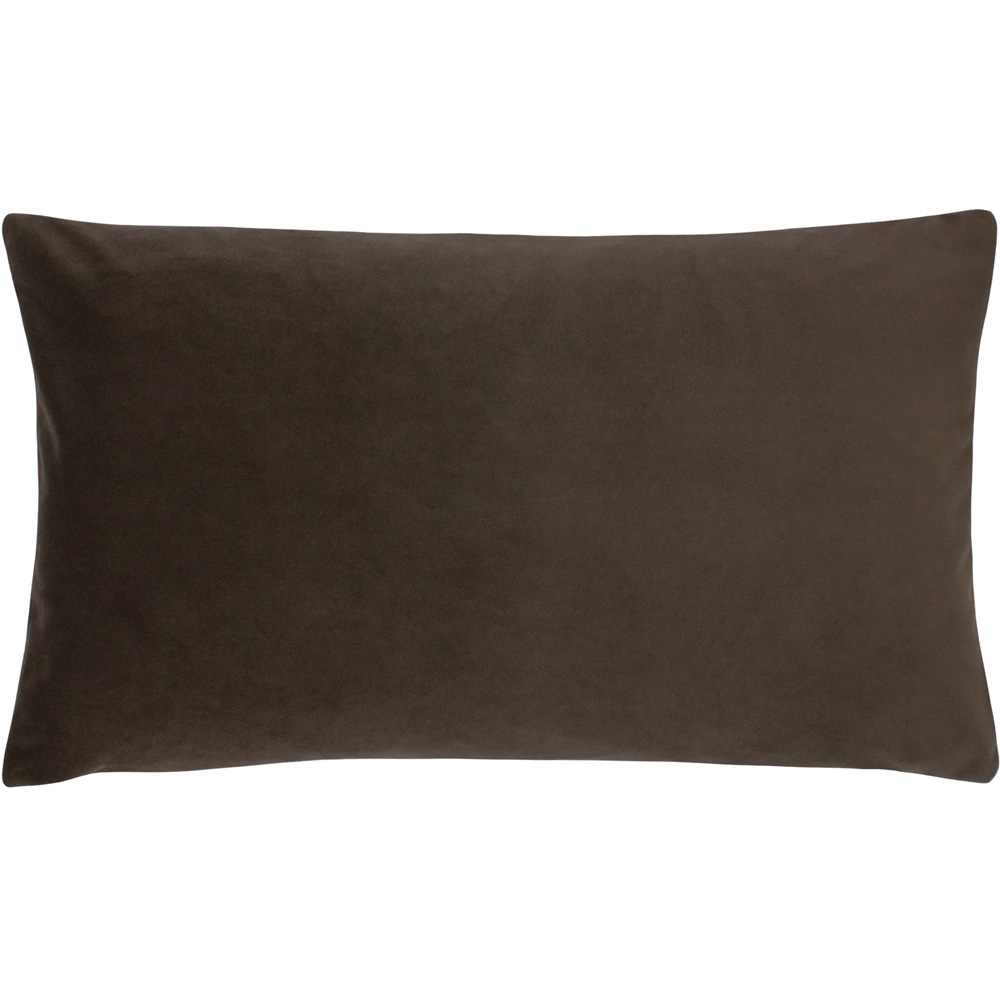 Paoletti Sunningdale Truffle Rectangular Velvet Cushion Image 1