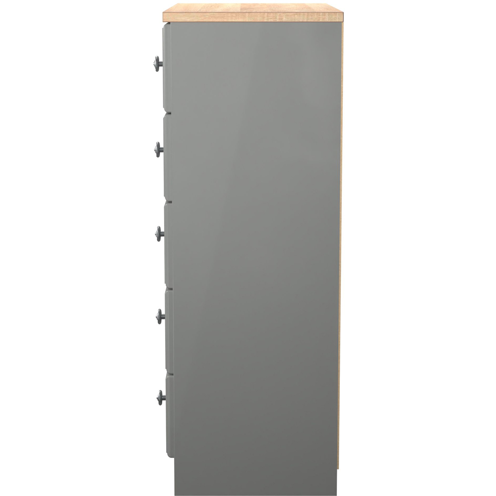 Crowndale Norfolk 5 Drawer Dusk Grey and Bardolino Oak Chest of Drawers Ready Assembled Image 3